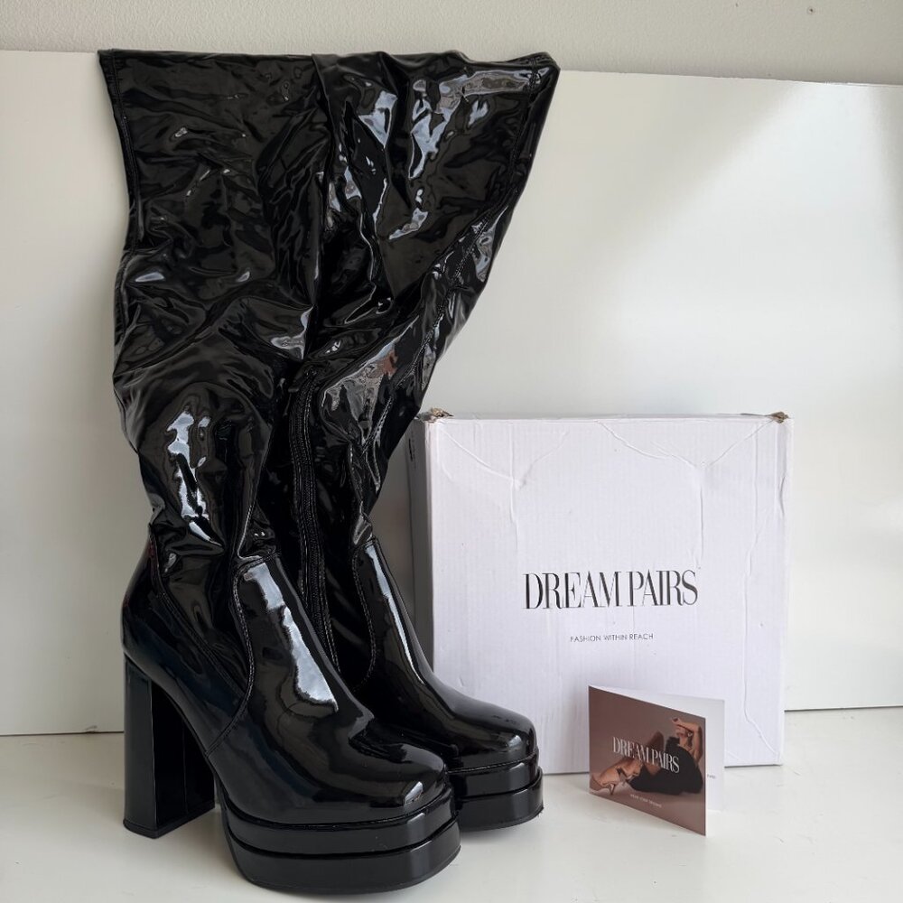DREAM PAIRS Chunky Platform Gogo Boots Black Women’s Size 9